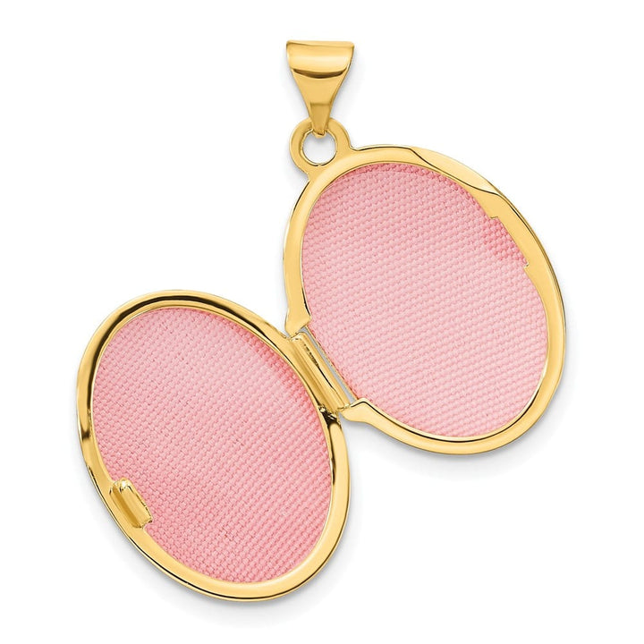 Lovely Rita's Pendants & Charms 14K Yellow Gold Pink Enamel Leaves 19mm Oval Locket