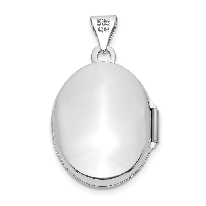Lovely Rita's Pendants & Charms 14K White Gold Pink Enamel Leaves 19mm Oval Locket