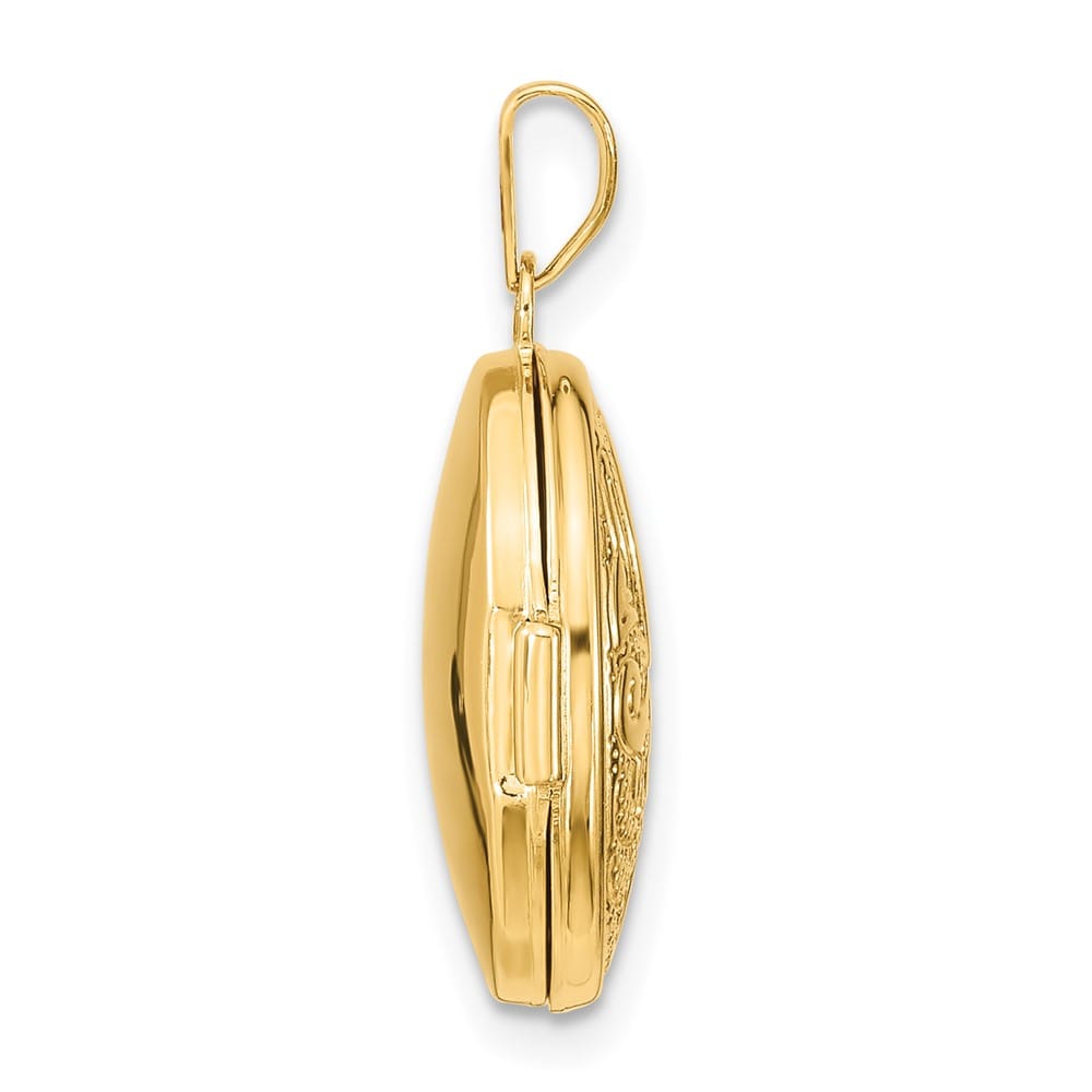 Lovely Rita's Pendants & Charms 14K Yellow Gold Swirl Design 17mm Oval Locket