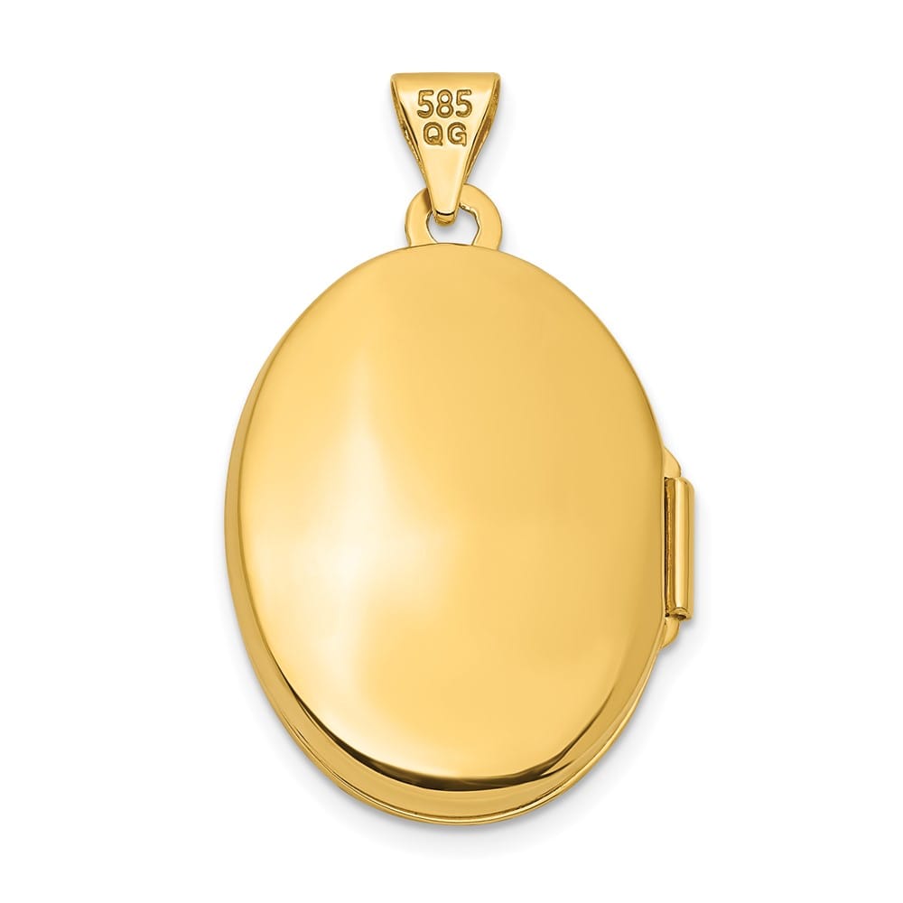 Lovely Rita's Pendants & Charms 14K Yellow Gold Brushed Diamond Star 21mm Oval Locket