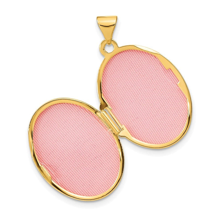 Lovely Rita's Pendants & Charms 14K Yellow Gold Brushed Diamond Star 21mm Oval Locket