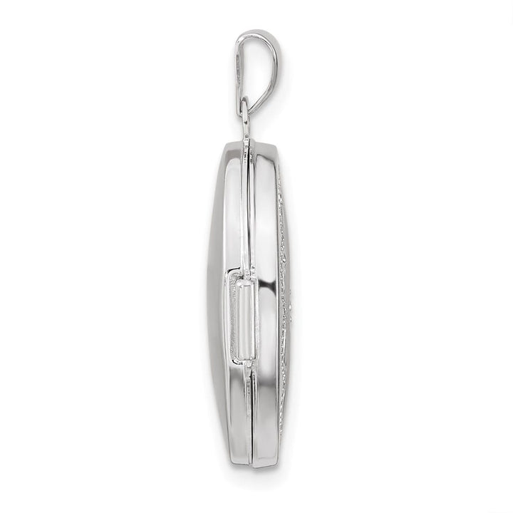 Lovely Rita's Pendants & Charms 14K White Gold Brushed Diamond Star 21mm Oval Locket