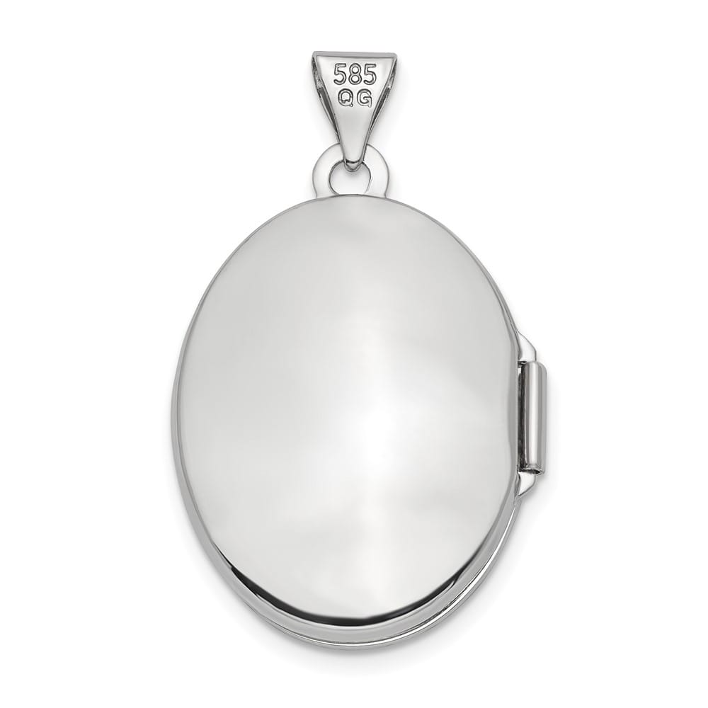 Lovely Rita's Pendants & Charms 14K White Gold Brushed Diamond Star 21mm Oval Locket