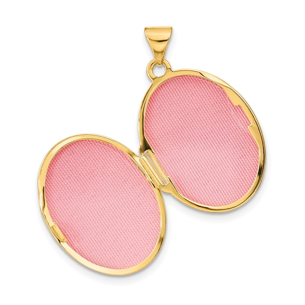 Lovely Rita's Pendants & Charms 14K Yellow Gold Reversible Swirl Design 21mm Oval Locket