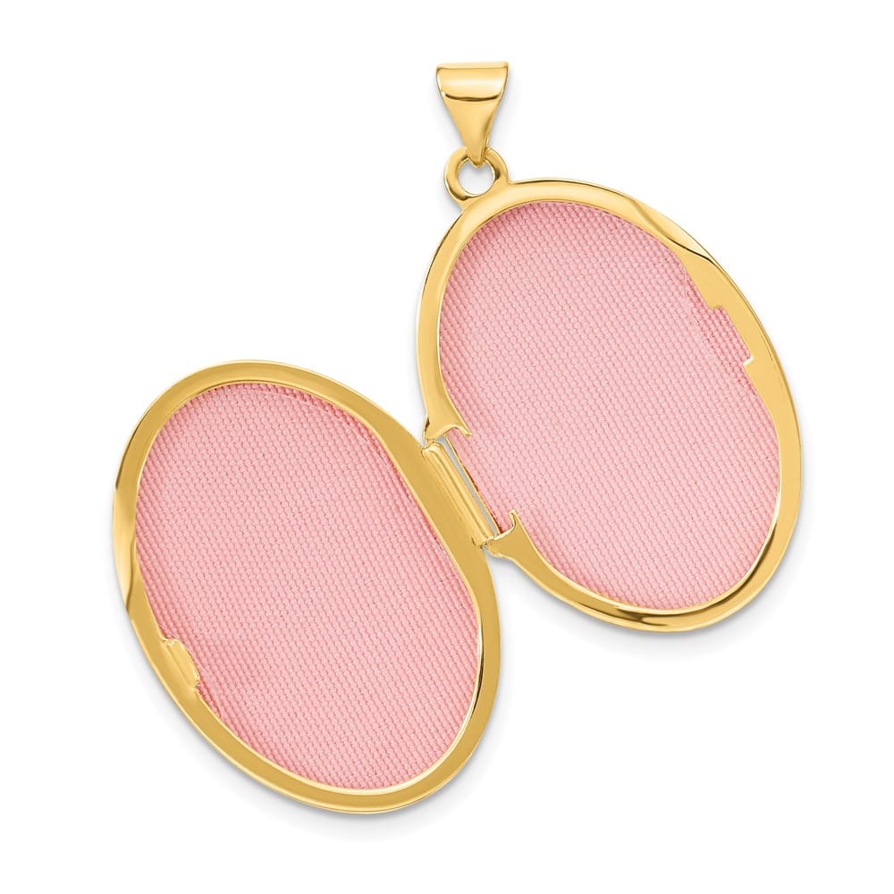 Lovely Rita's Pendants & Charms 14K Yellow Gold Reversible Floral Swirl Design 26mm Oval Locket