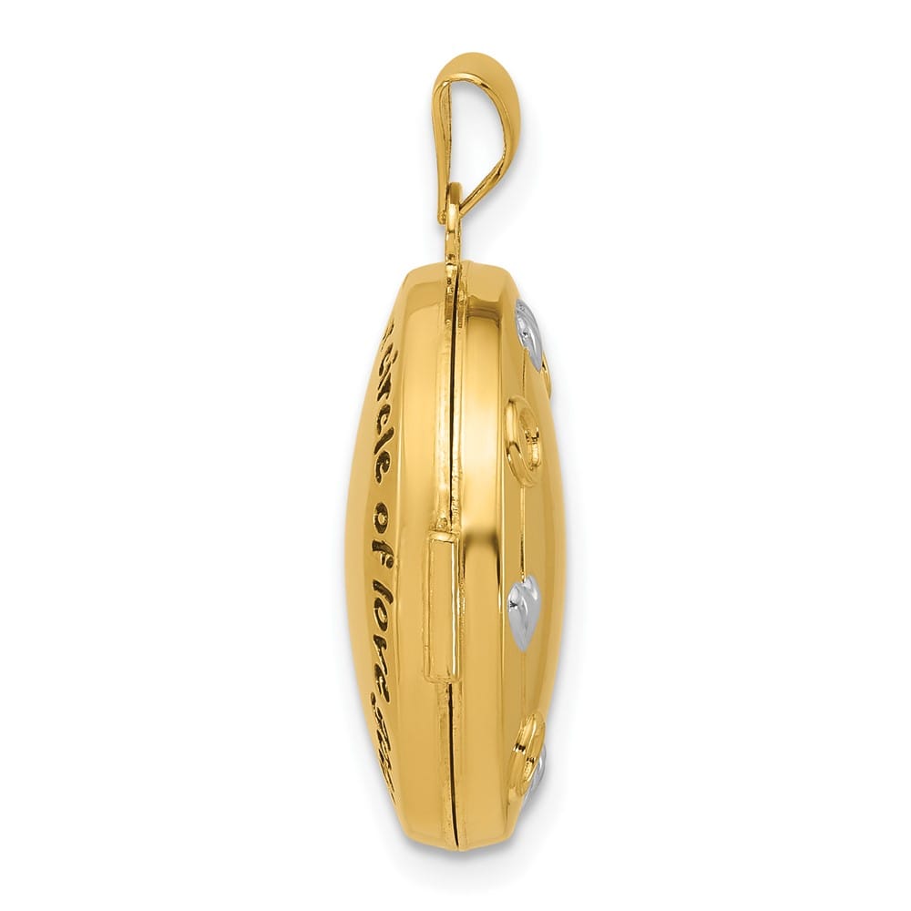 Lovely Rita's Pendants & Charms 14K Yellow Gold OUR CIRCLE OF LOVE GOES AROUND 20mm Round Locket