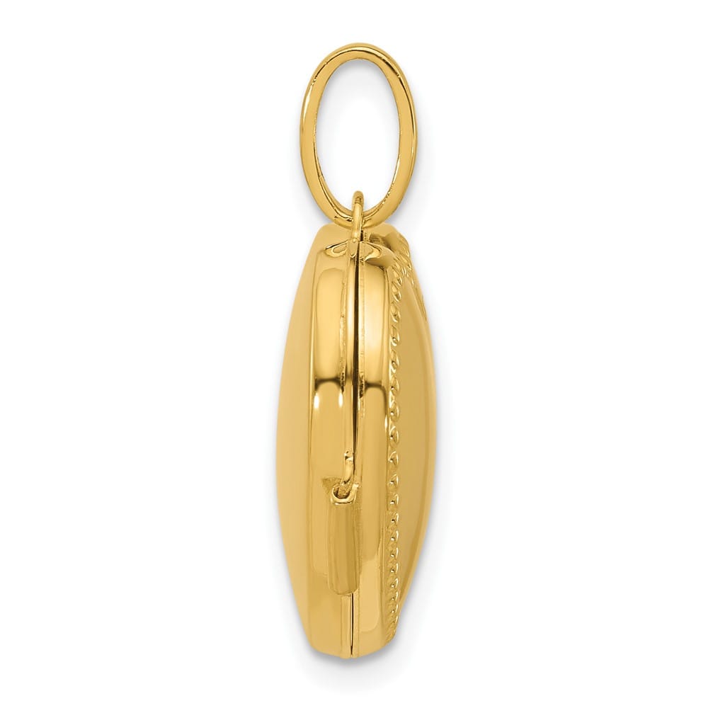 Lovely Rita's Pendants & Charms 14K Yellow Gold Polished with Beaded Edge Border 18mm Heart Locket