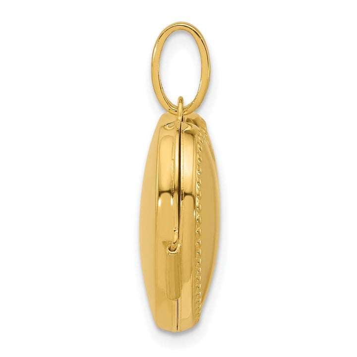 Lovely Rita's Pendants & Charms 14K Yellow Gold Polished with Beaded Edge Border 18mm Heart Locket