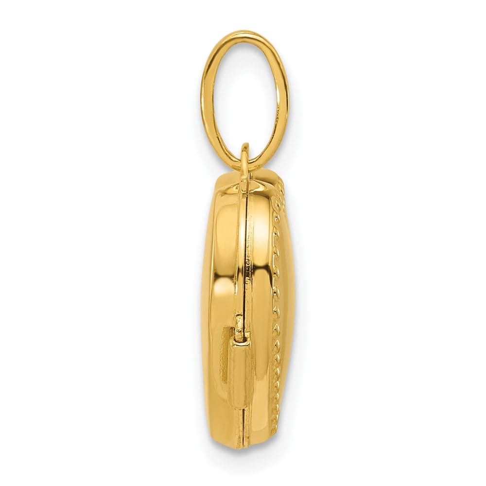 Lovely Rita's Pendants & Charms 14K Yellow Gold Polished with Beaded Edge Border 15mm Heart Locket