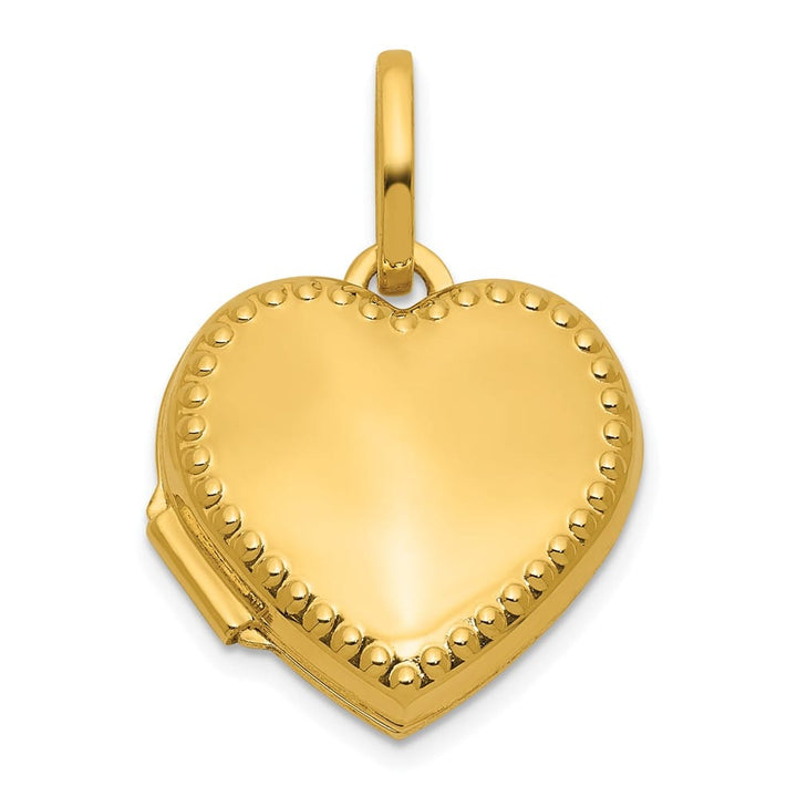 Lovely Rita's Pendants & Charms 14K Yellow Gold Polished with Beaded Edge Border 15mm Heart Locket