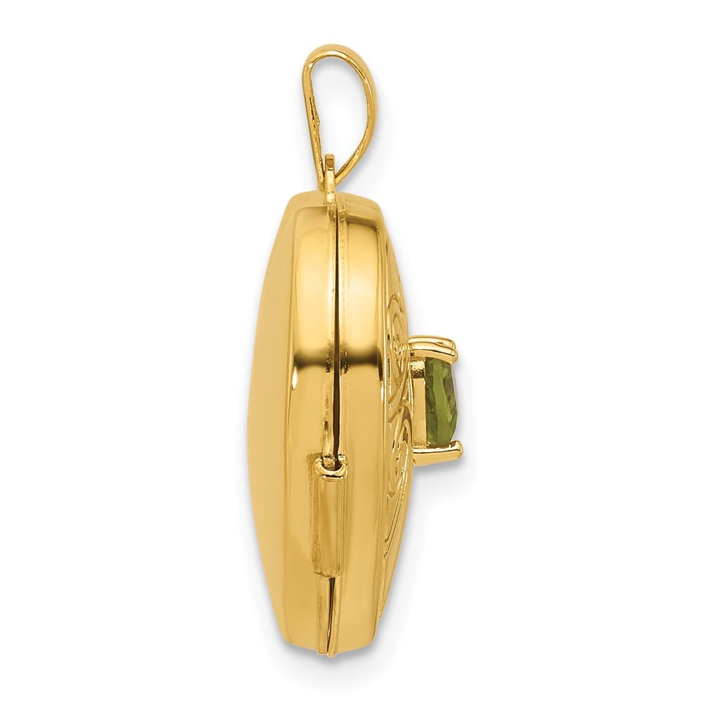 Lovely Rita's Pendants & Charms 14K Yellow Gold Polished Peridot August Birthstone 18mm Heart Locket
