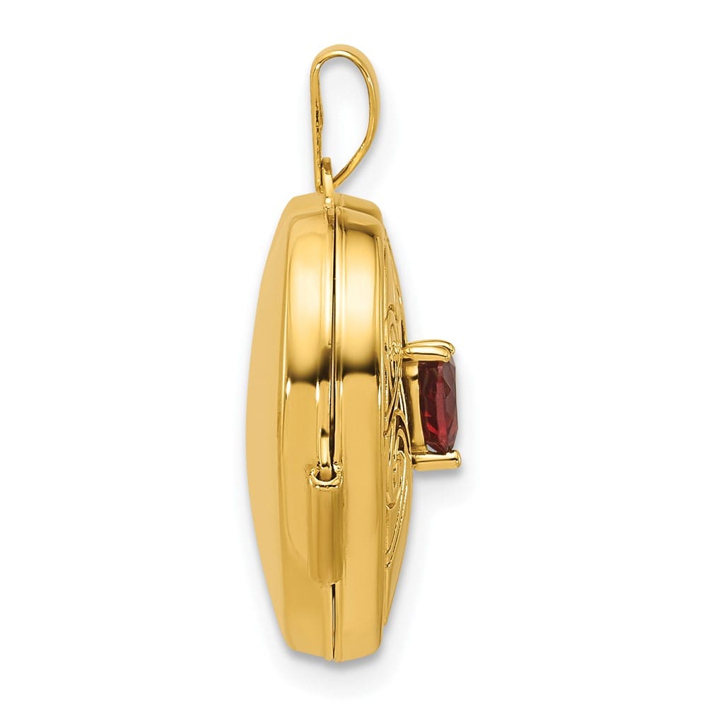 Lovely Rita's Pendants & Charms 14K Yellow Gold Polished Garnet January Birthstone 18mm Heart Locket