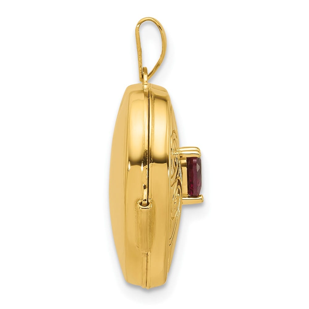 Lovely Rita's Pendants & Charms 14K Yellow Gold Rhodolite Garnet June Birthstone 18mm Heart Locket