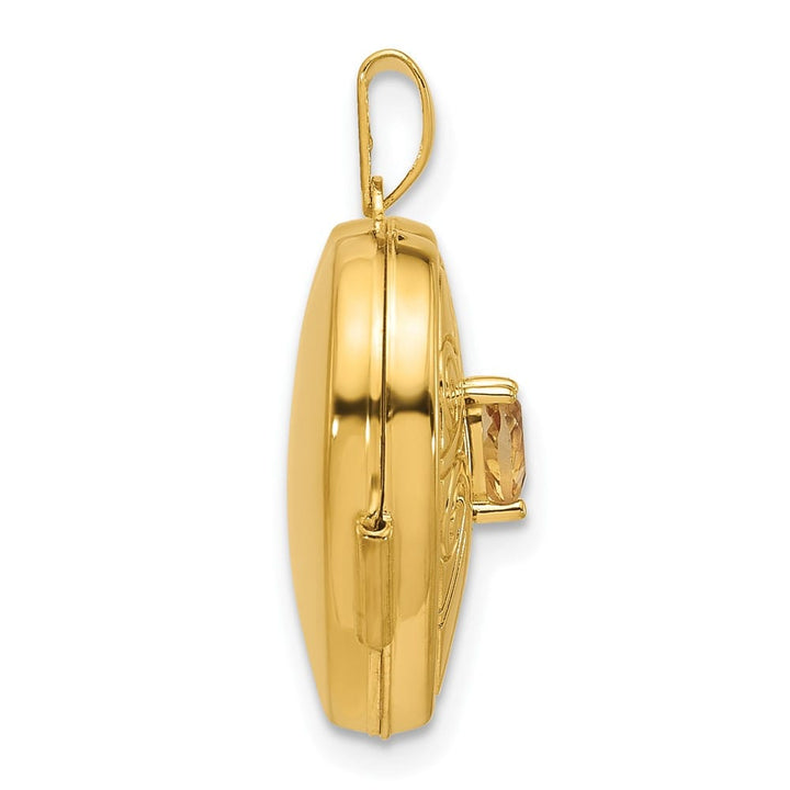Lovely Rita's Pendants & Charms 14K Yellow Gold Polished Citrine November Birthstone 18mm Heart Locket