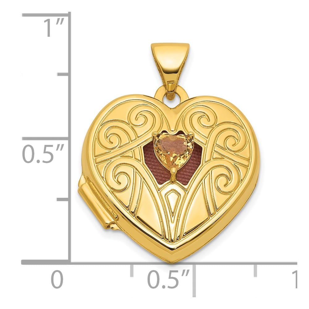 Lovely Rita's Pendants & Charms 14K Yellow Gold Polished Citrine November Birthstone 18mm Heart Locket
