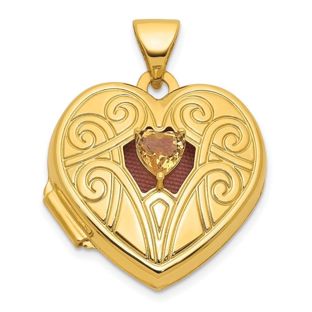 Lovely Rita's Pendants & Charms 14K Yellow Gold Polished Citrine November Birthstone 18mm Heart Locket