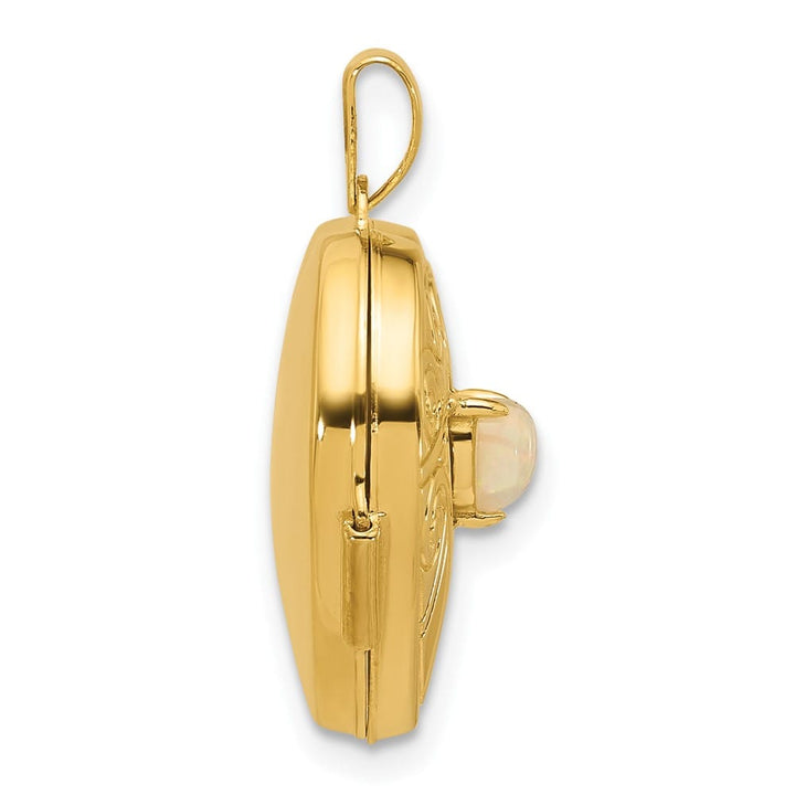 Lovely Rita's Pendants & Charms 14K Yellow Gold Polished Opal October Birthstone 18mm Heart Locket