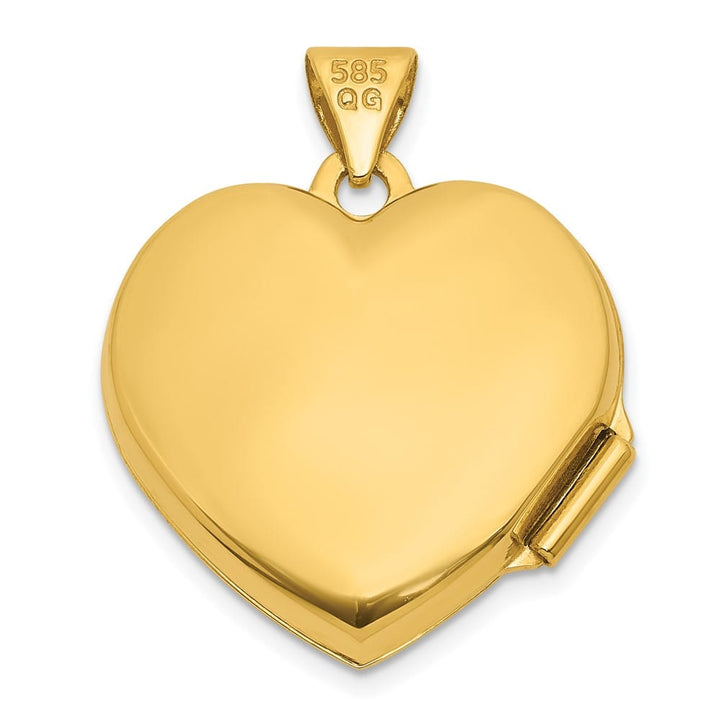 Lovely Rita's Pendants & Charms 14K Yellow Gold Starburst and Round Lab Created Ruby 18mm Heart Locket