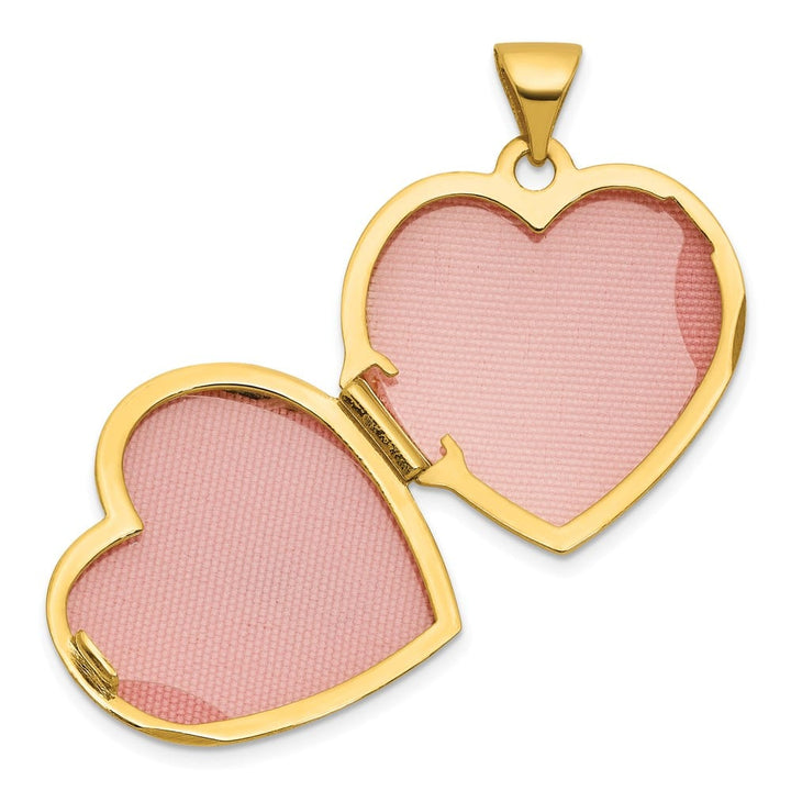 Lovely Rita's Pendants & Charms 14K Yellow Gold Starburst and Round Lab Created Ruby 18mm Heart Locket