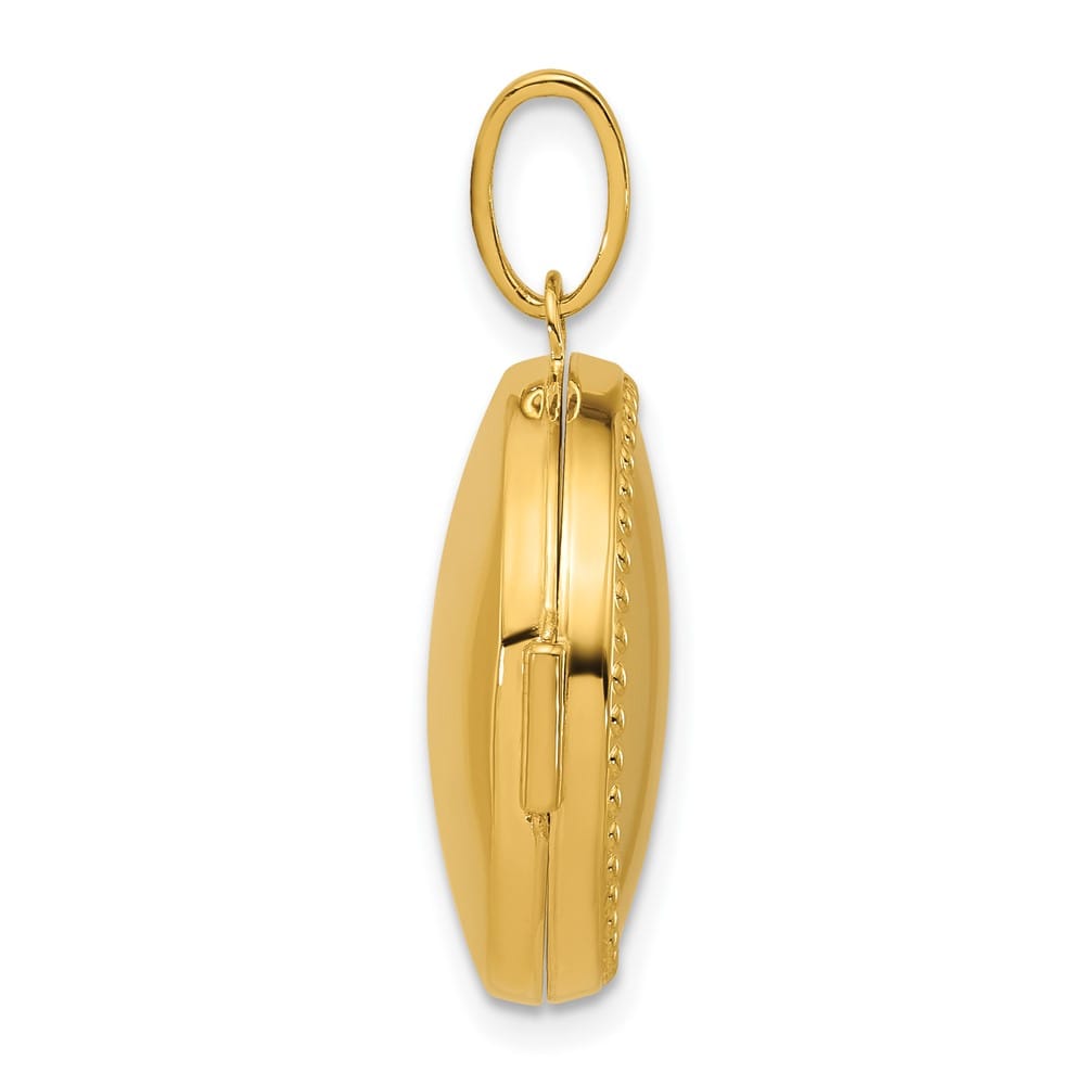 Lovely Rita's Pendants & Charms 14K Yellow Gold Polished with Beaded Border 20mm Round Locket