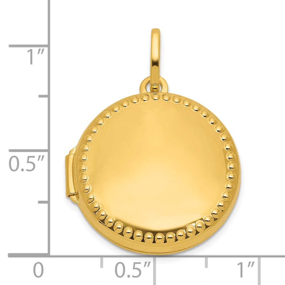 Lovely Rita's Pendants & Charms 14K Yellow Gold Polished with Beaded Border 20mm Round Locket
