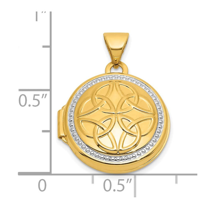 Lovely Rita's Pendants & Charms 14K Yellow Gold Beaded Border Celtic Knot Design 16mm Round Locket