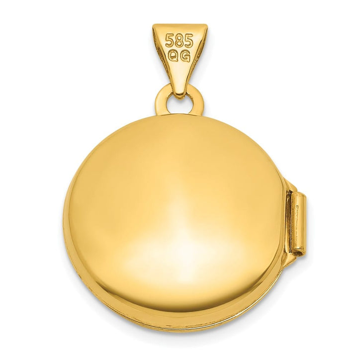 Lovely Rita's Pendants & Charms 14K Yellow Gold Half Point Diamond Leaf Border 16mm Round Locket
