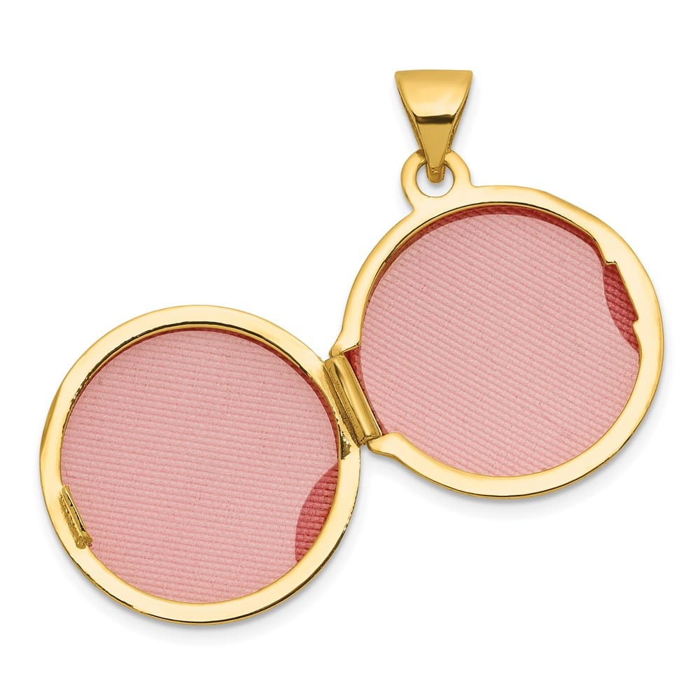 Lovely Rita's Pendants & Charms 14K Yellow Gold Half Point Diamond Leaf Border 16mm Round Locket