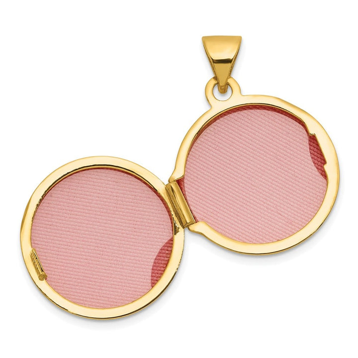 Lovely Rita's Pendants & Charms 14K Yellow Gold Half Point Diamond Leaf Border 16mm Round Locket