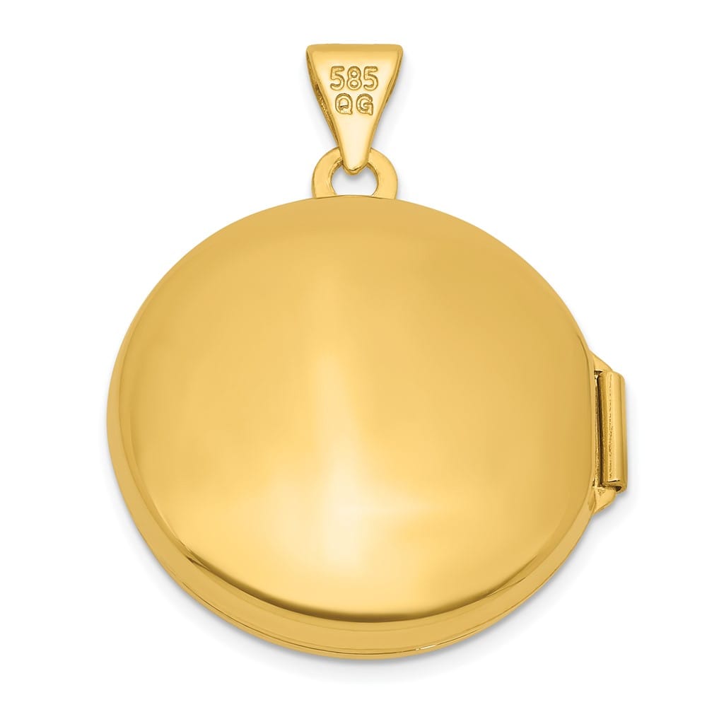 Lovely Rita's Pendants & Charms 14K Yellow Gold Half Point Diamond Polished Cross 20mm Round Locket