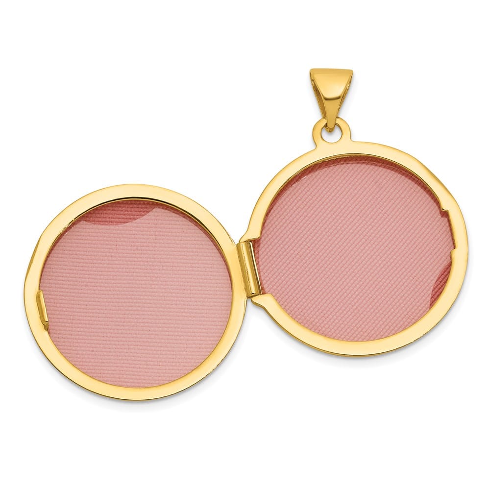 Lovely Rita's Pendants & Charms 14K Yellow Gold Half Point Diamond Polished Cross 20mm Round Locket