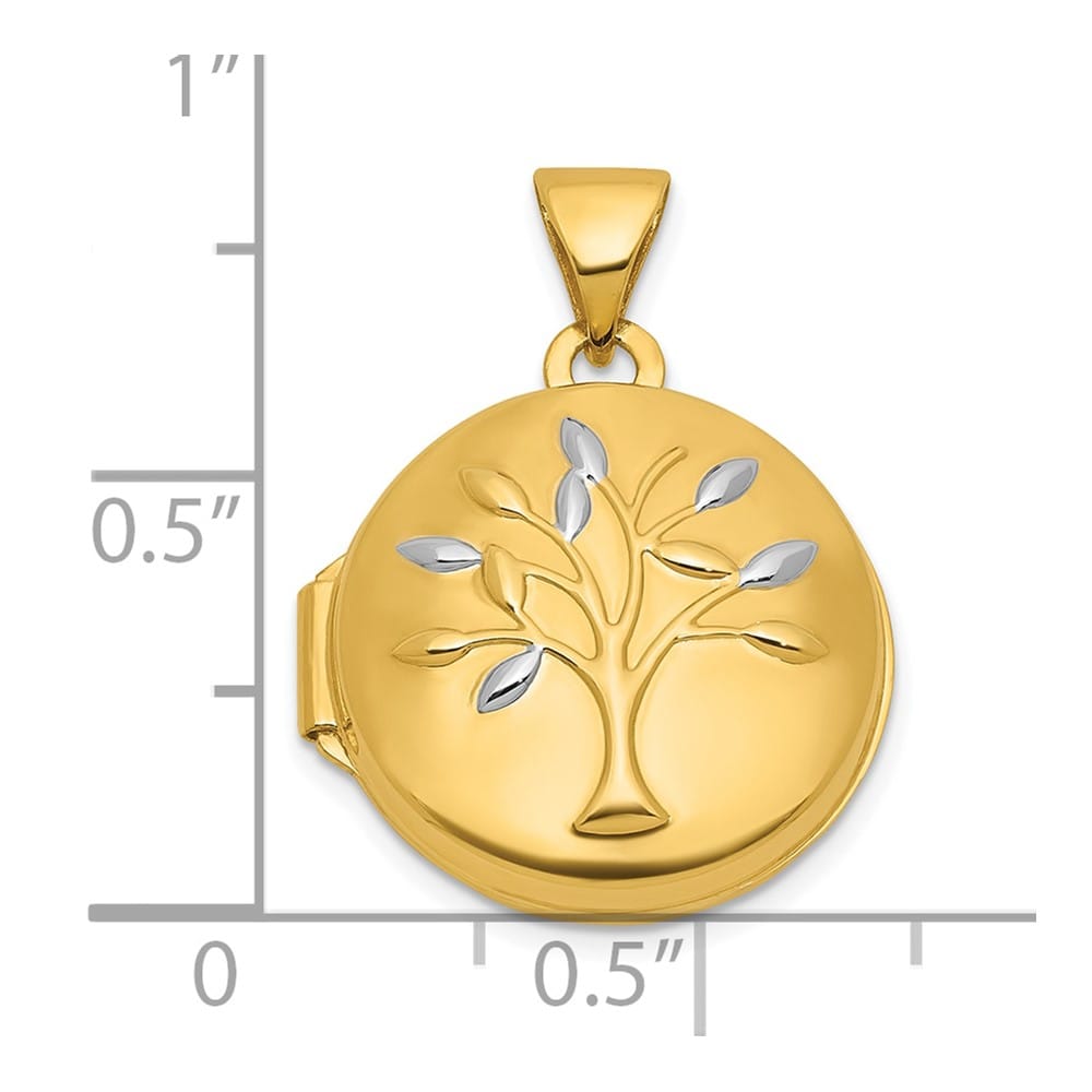 Lovely Rita's Pendants & Charms 14K Yellow Gold Polished Tree of Life 16mm Round Locket