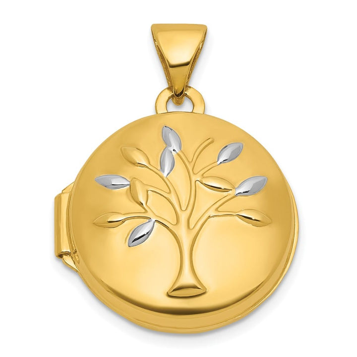 Lovely Rita's Pendants & Charms 14K Yellow Gold Polished Tree of Life 16mm Round Locket