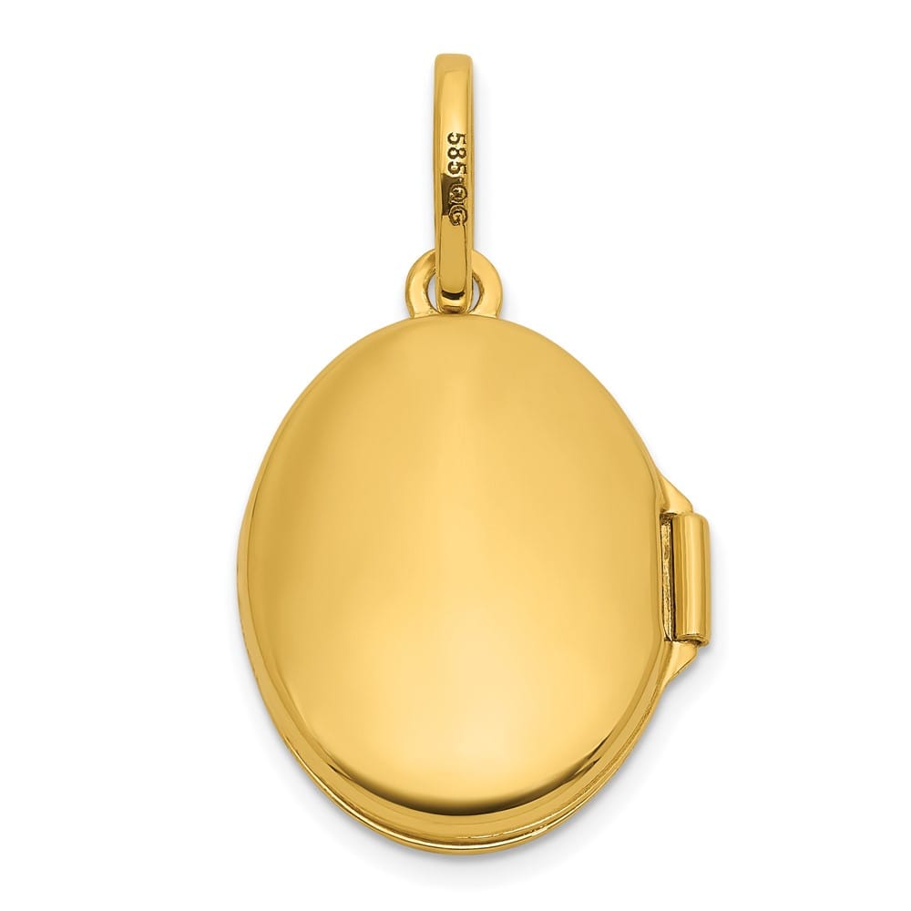 Lovely Rita's Pendants & Charms 14K Yellow Gold Polished with Beaded Border 17mm Oval Locket