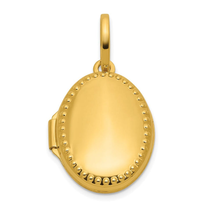 Lovely Rita's Pendants & Charms 14K Yellow Gold Polished with Beaded Border 17mm Oval Locket