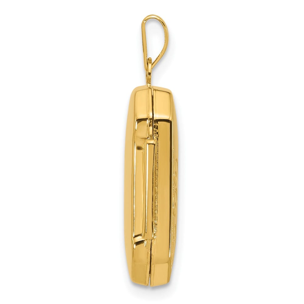 Lovely Rita's Pendants & Charms 14K Yellow Gold Diamond Floral and Star 20mm Rectangle Locket