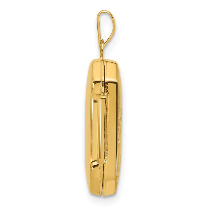 Lovely Rita's Pendants & Charms 14K Yellow Gold Diamond Floral and Star 20mm Rectangle Locket