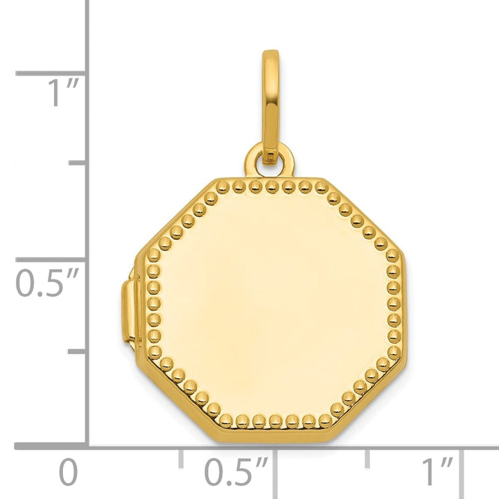 Lovely Rita's Pendants & Charms 14K Yellow Gold Polished with Beaded Border 18mm Octagon Shaped Locket