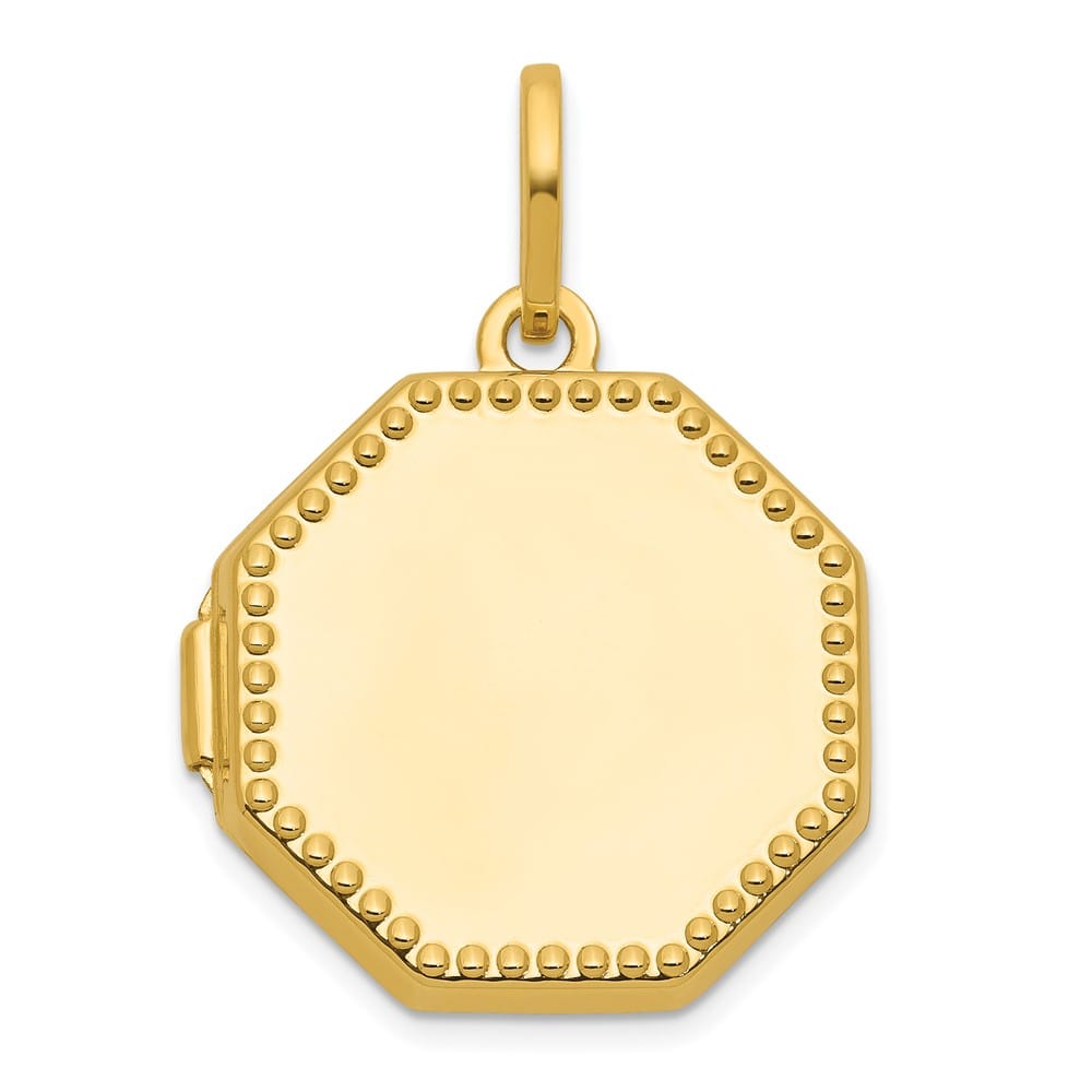 Lovely Rita's Pendants & Charms 14K Yellow Gold Polished with Beaded Border 18mm Octagon Shaped Locket