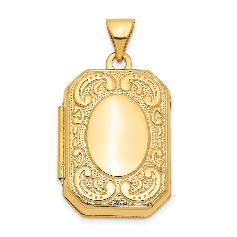 Lovely Rita's Pendants & Charms 14K Yellow Gold Fancy Border 20x15mm Rectangle Locket
