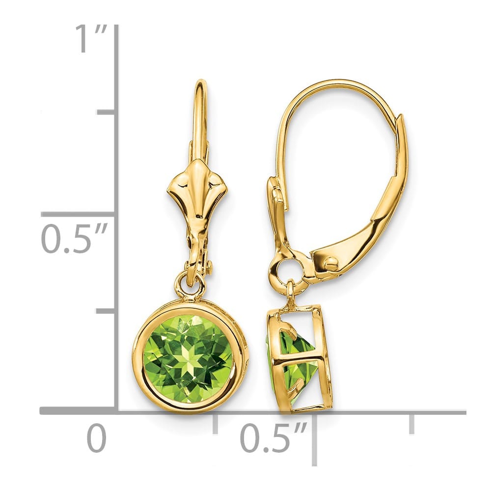 14K Yellow Gold 6mm Round Bezel Leverback Dangle Earrings, view 1 of 24