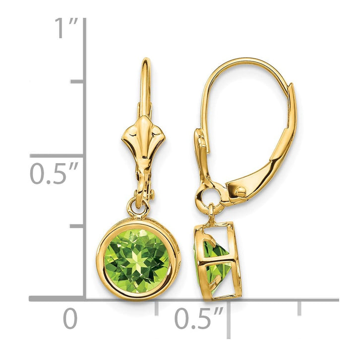14K Yellow Gold 6mm Round Bezel Leverback Dangle Earrings, view 1 of 24