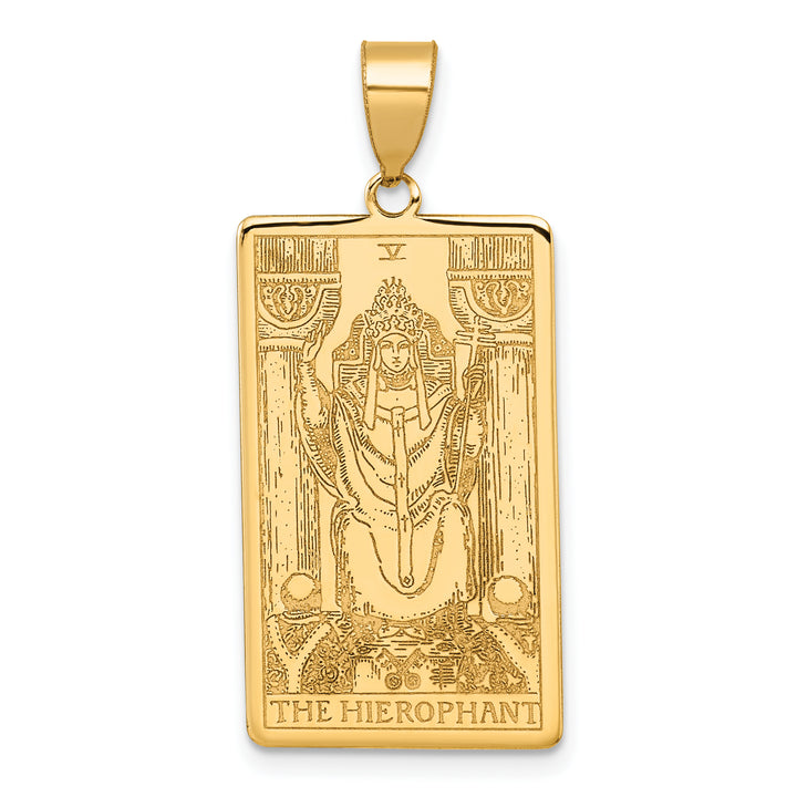 14kt Yellow Gold The Hierophant Tarot Card Pendant