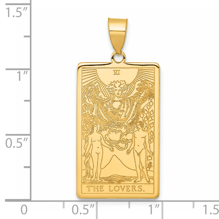 14kt Yellow Gold The Lovers Tarot Card Pendant