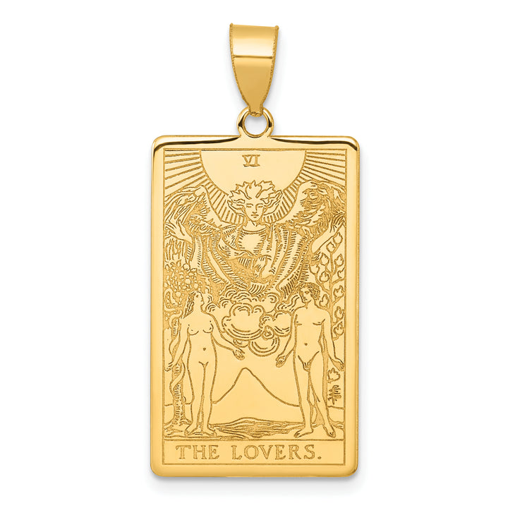14kt Yellow Gold The Lovers Tarot Card Pendant