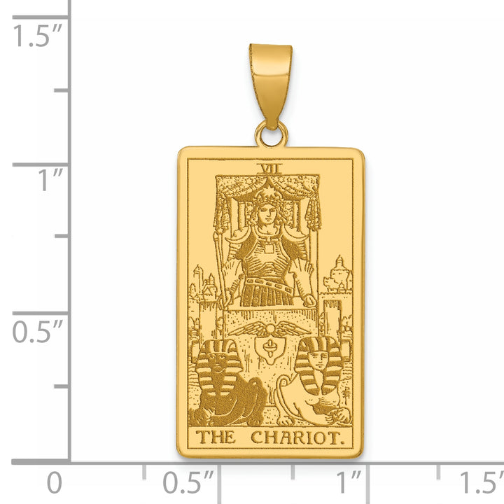 14kt Yellow Gold The Chariot Tarot Card Pendant