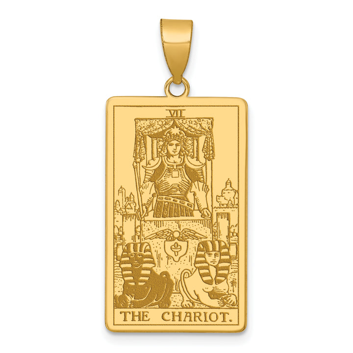 14kt Yellow Gold The Chariot Tarot Card Pendant