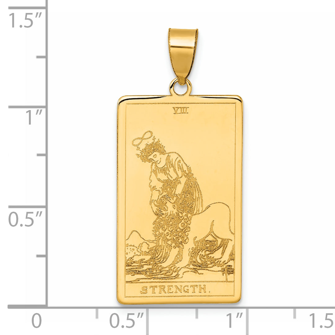 14kt Yellow Gold Strength Tarot Card Pendant