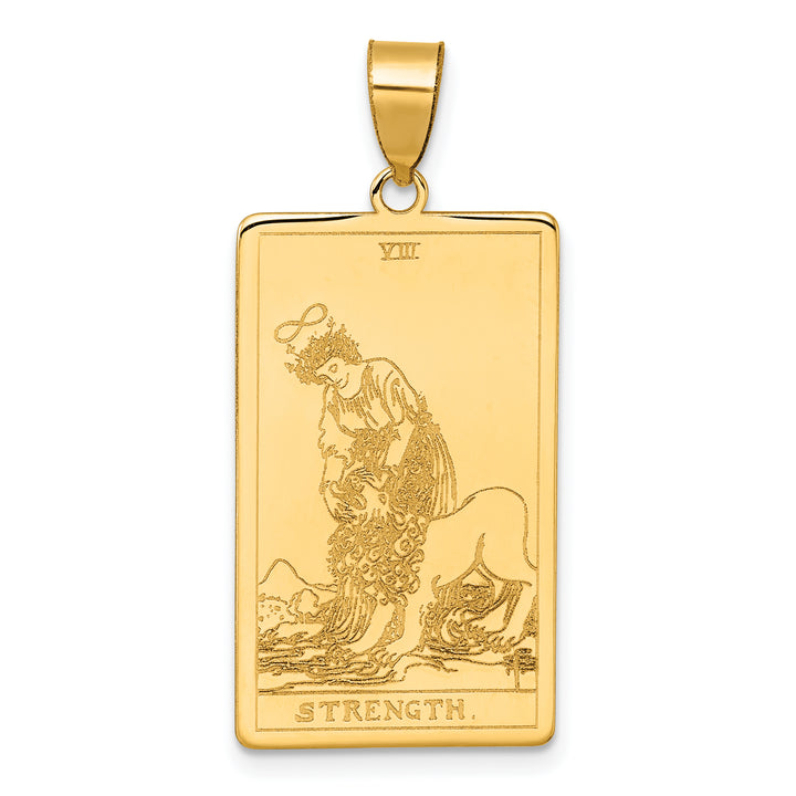 14kt Yellow Gold Strength Tarot Card Pendant