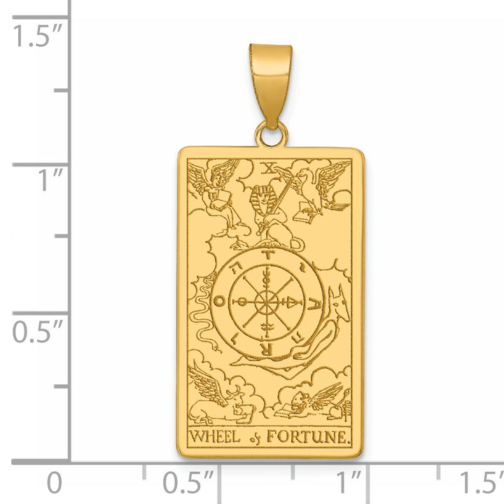14kt Yellow Gold Wheel of Fortune Tarot Card Pendant